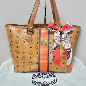 100% Authentic MCM congnac shopper tote